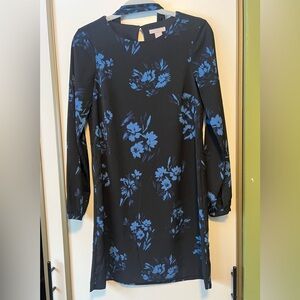 H&M Black Dress with Blue Floral Design